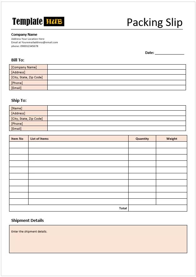 Custom Packing Slip Template