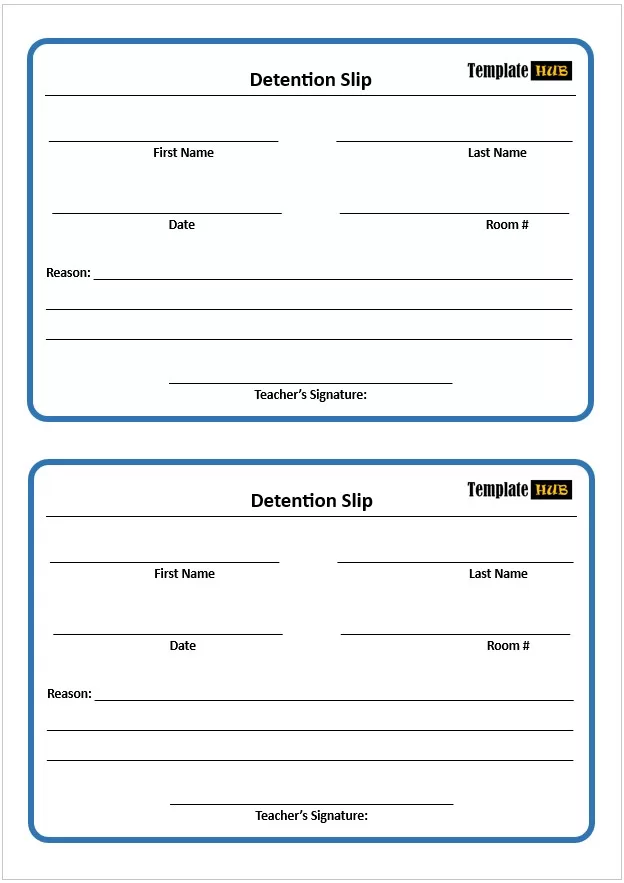 Customizable Detention Slip Template