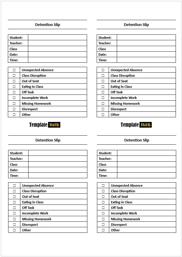 Detention Slip Template in Word