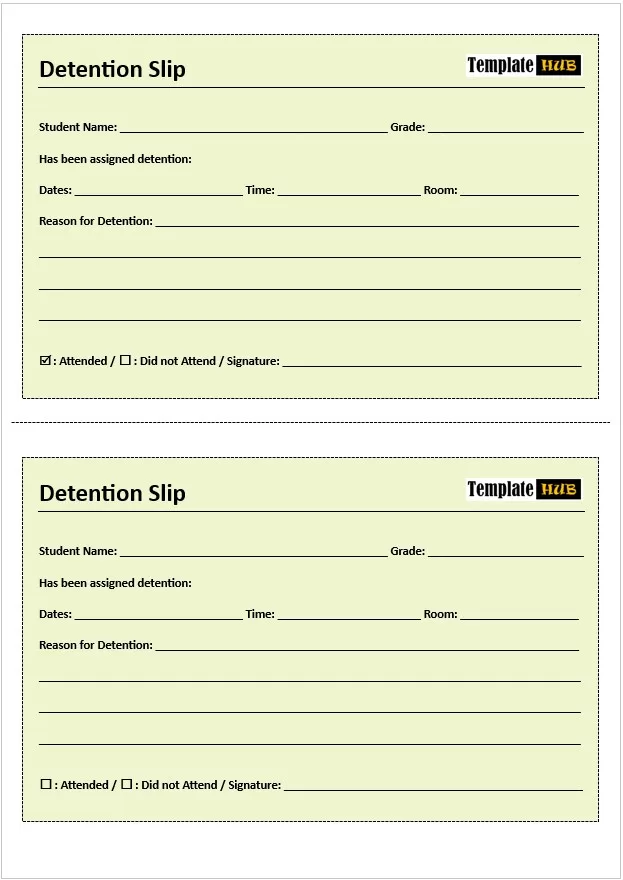 Editable Detention Slip Template