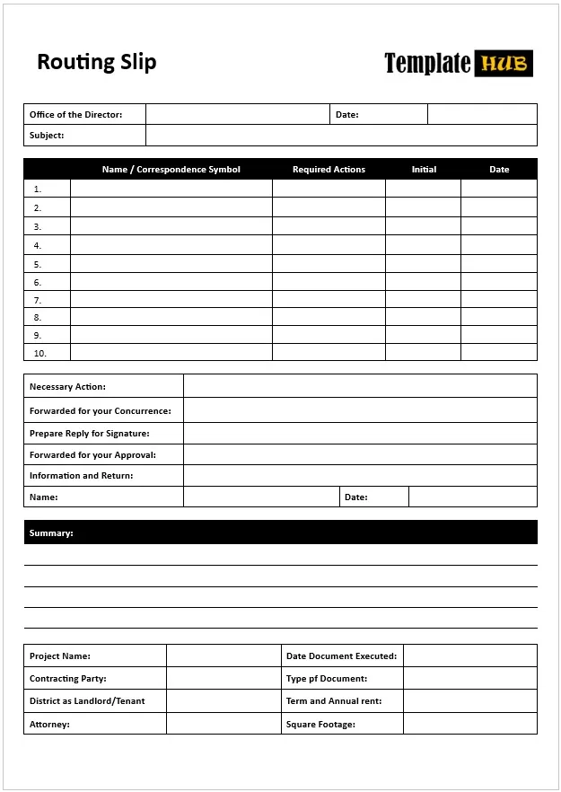 Editable Routing Slip Template