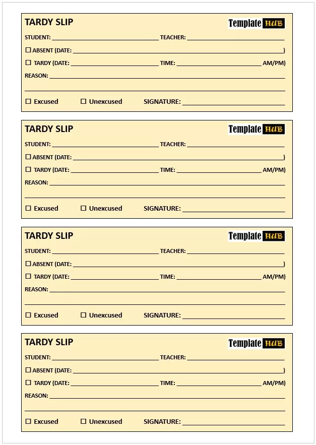 Editable Tardy Slip Template