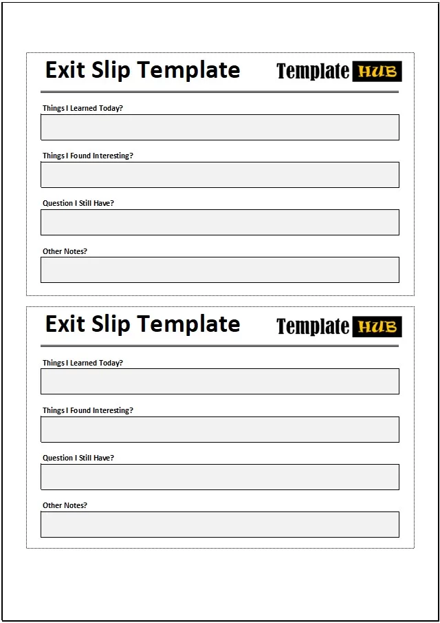 Excel Exit Slip Template