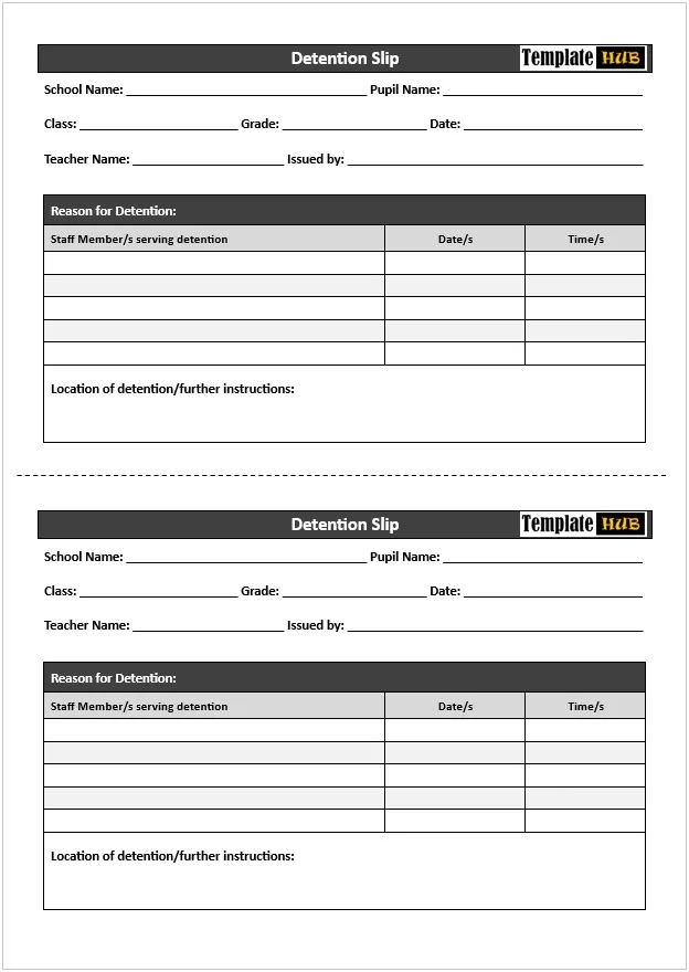 Free Detention Slip Template