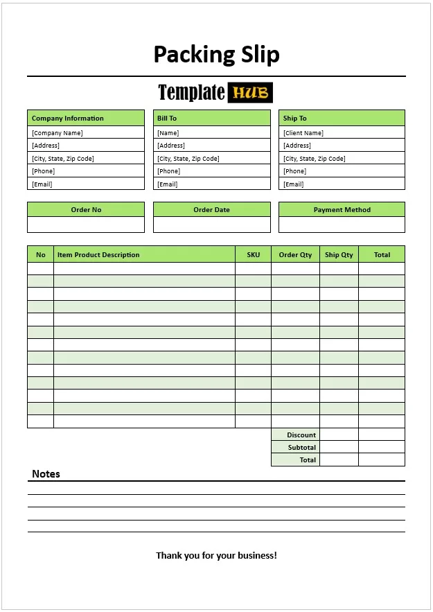 Packing Slip Template