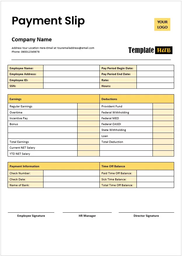 Payment Slip Template in Word