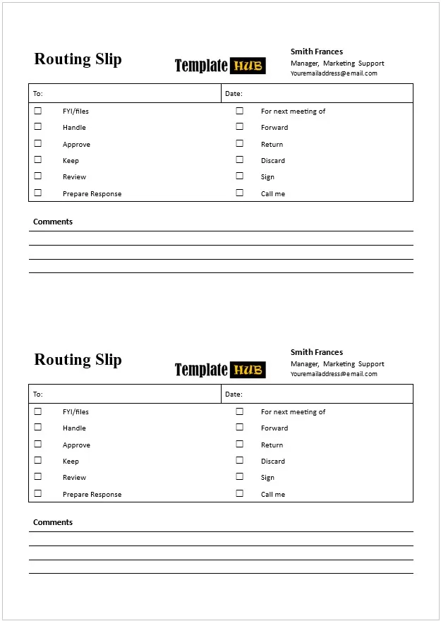 Printable Routing Slip Template