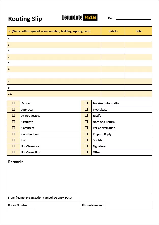 Routing Slip Template in Word