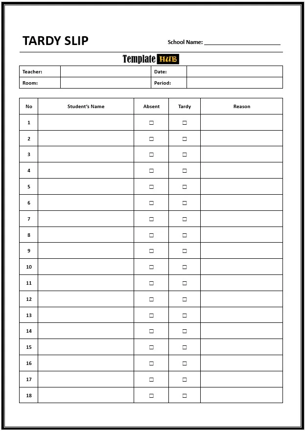 Tardy Slip Templates - Templates Hub