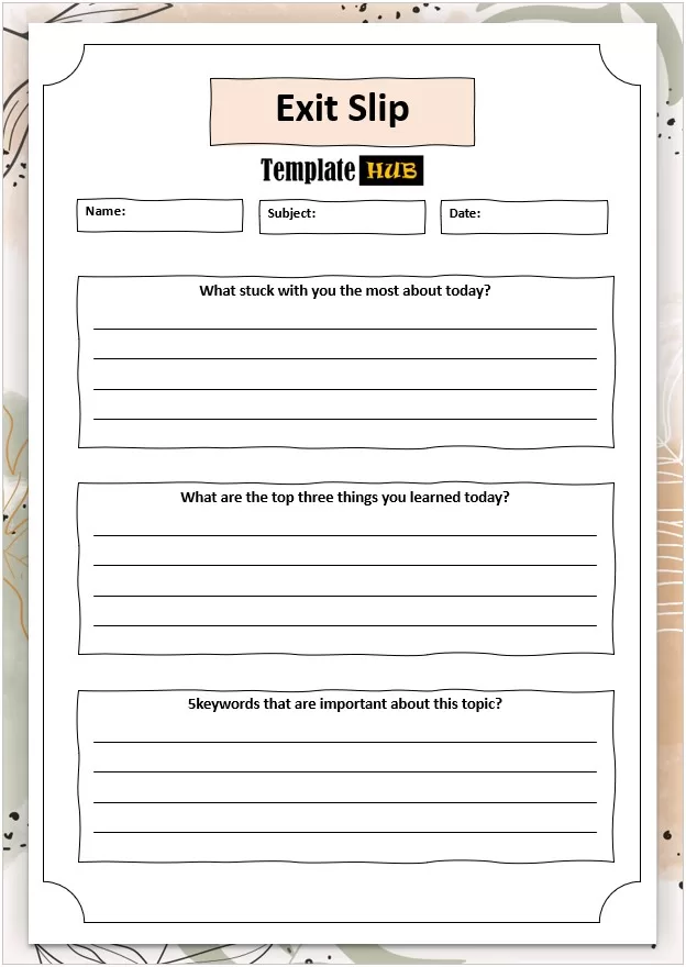 Word Exit Slip Template