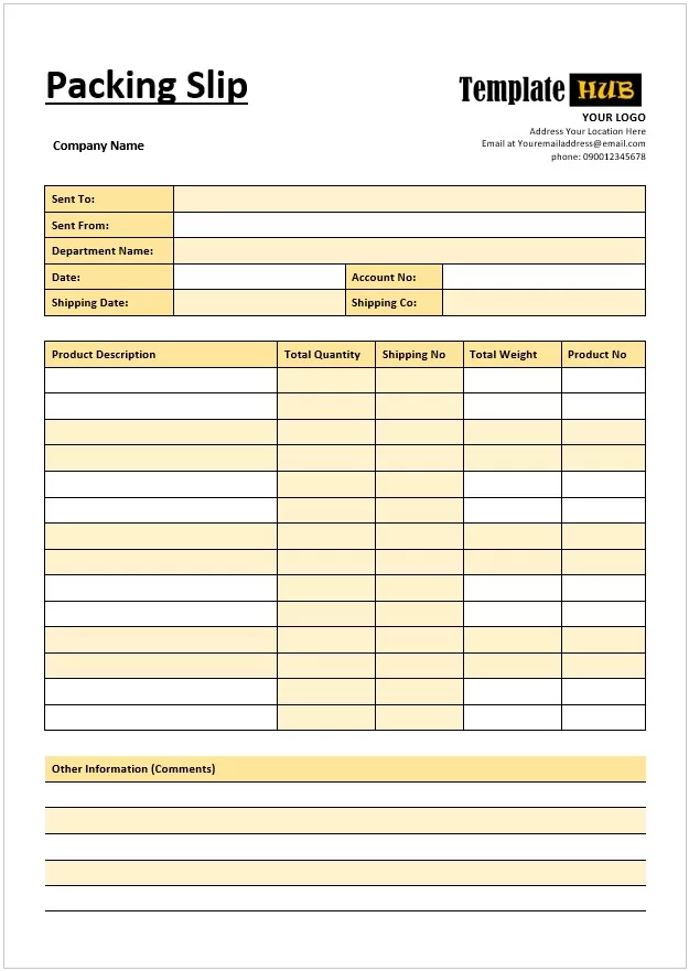 Word Packing Slip Template