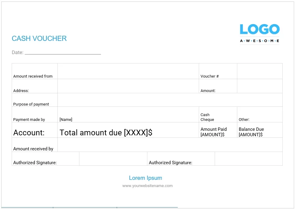 Cash Voucher Template 01