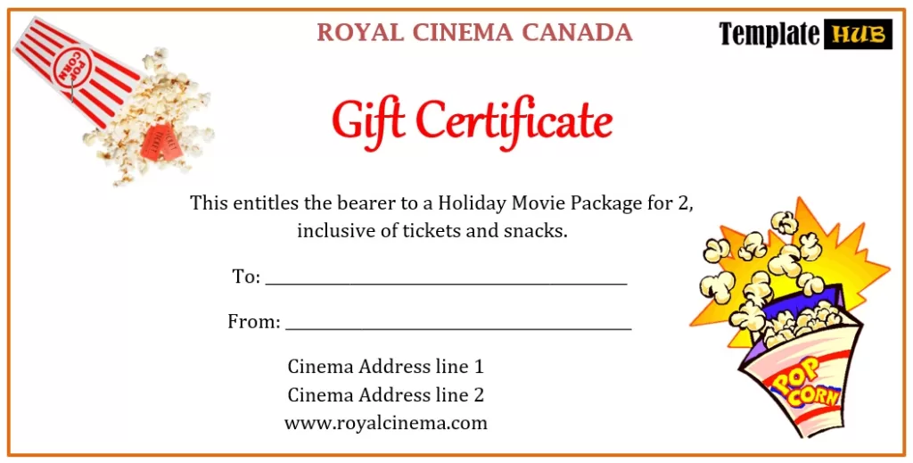 Cinema Gift Voucher Template