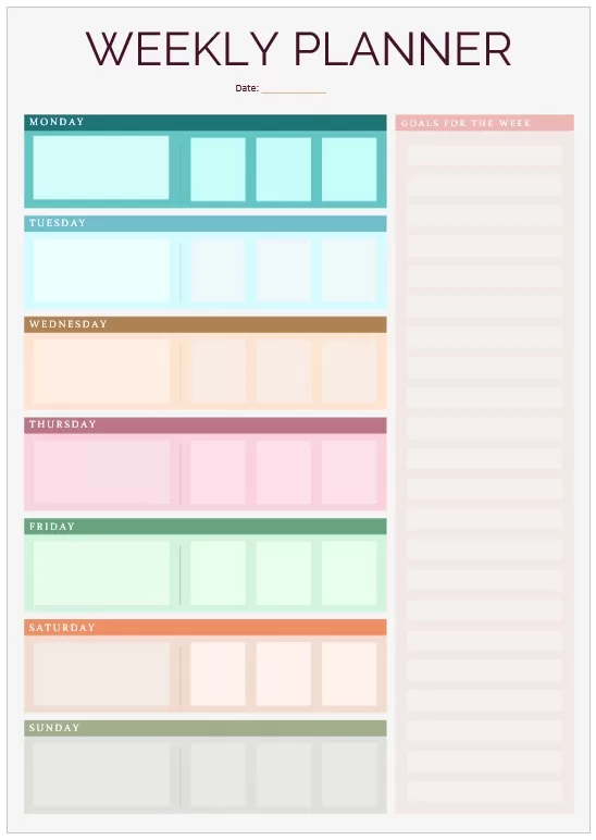 Colorful Weekly Planner