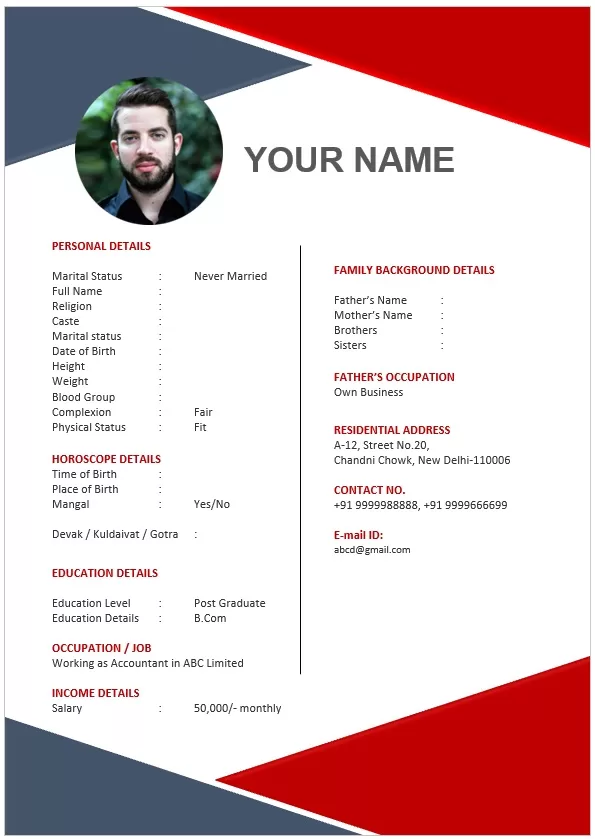 Marriage Biodata Template 02