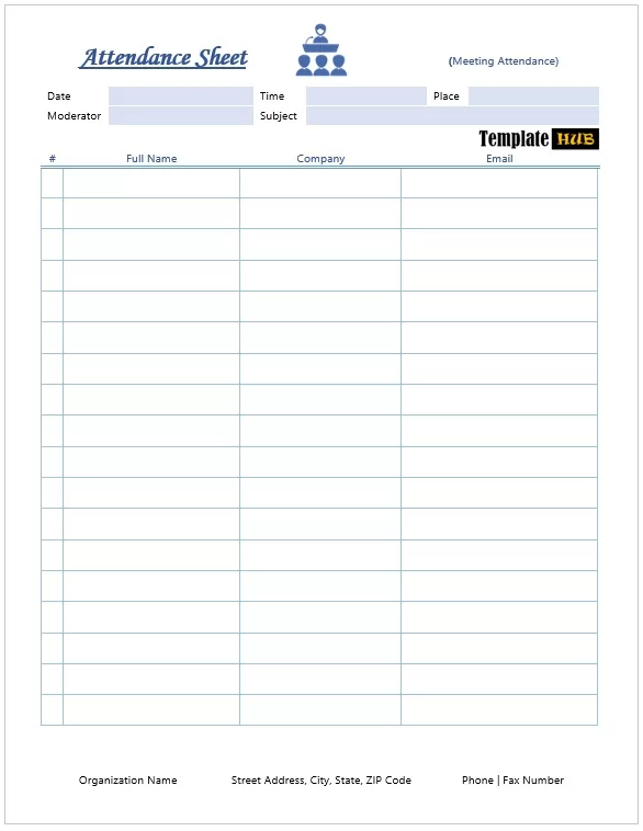 Meeting Daily Attendance Sheet Template