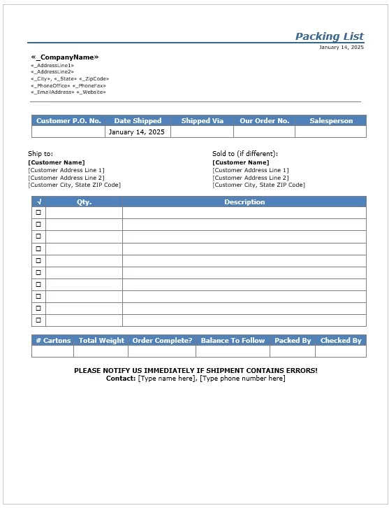 Shipping Packing Slip Template 02