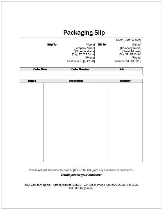 Shipping Packing Slip Template 07