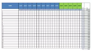 Staff Attendance List Template