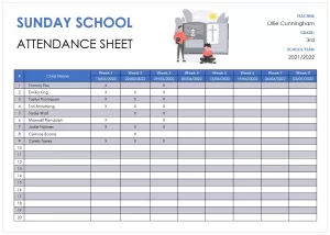 Sunday School Training Attendance Sheet