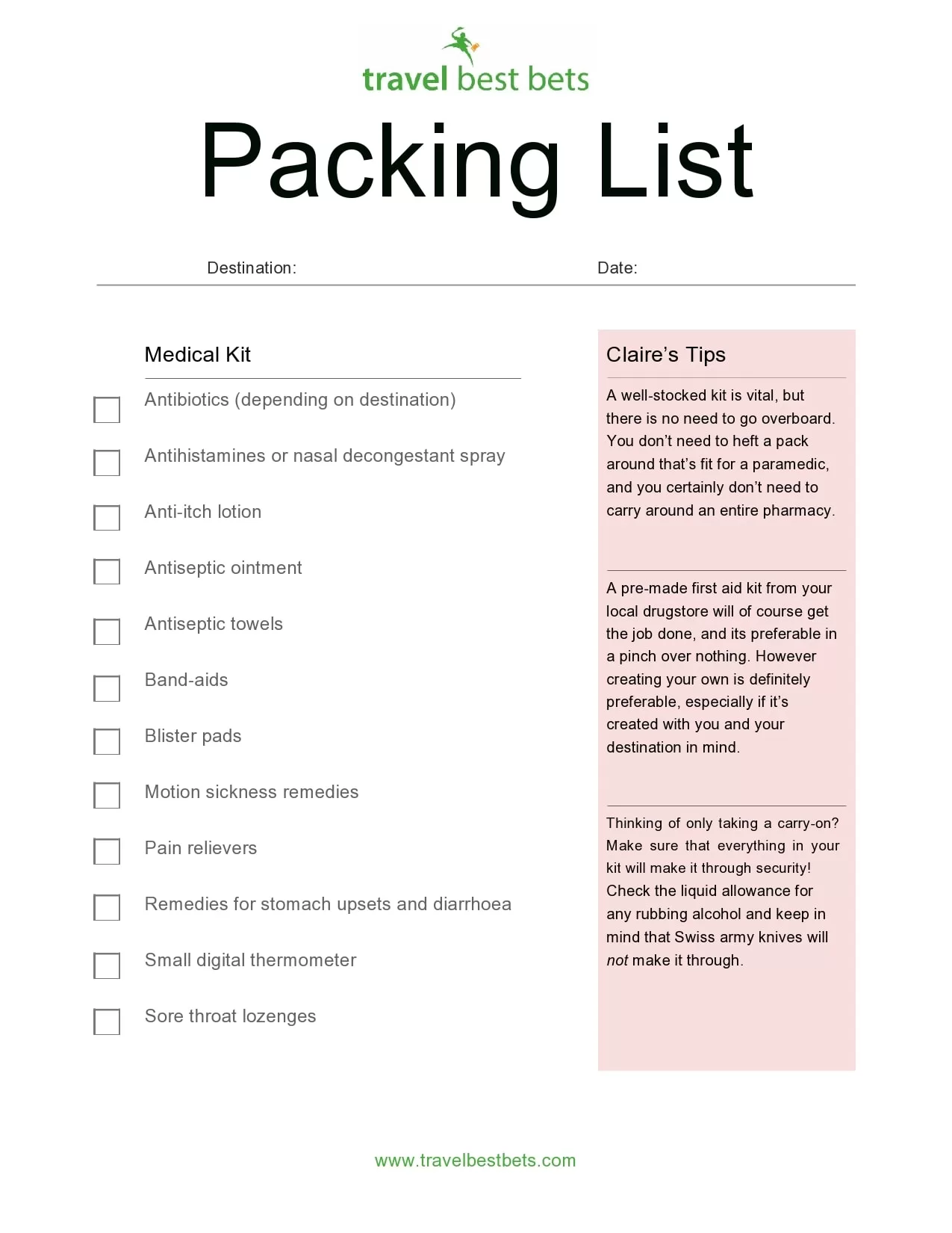 Trip Packing List Template 11