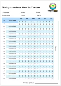 Weekly Attendance Sheet Template 02