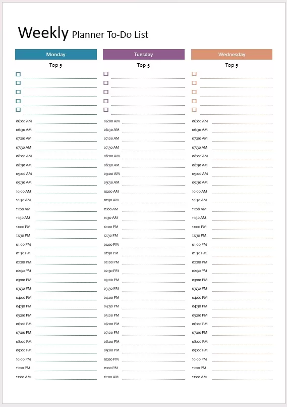 Weekly Planner To-Do List Template