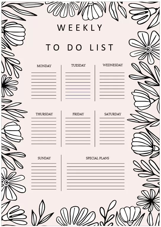 Weekly To-Do List with Special Plans