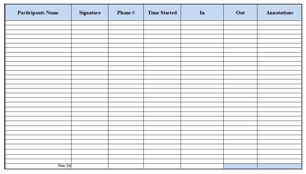 Workshop Attendance List Template