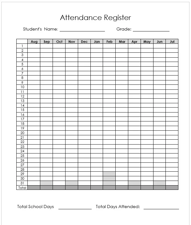 attendance register template 02