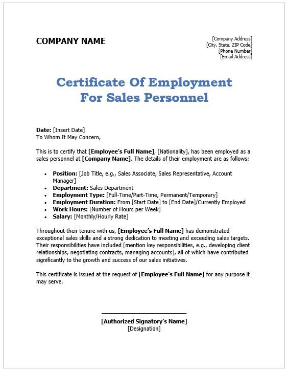 certificate of employment 07