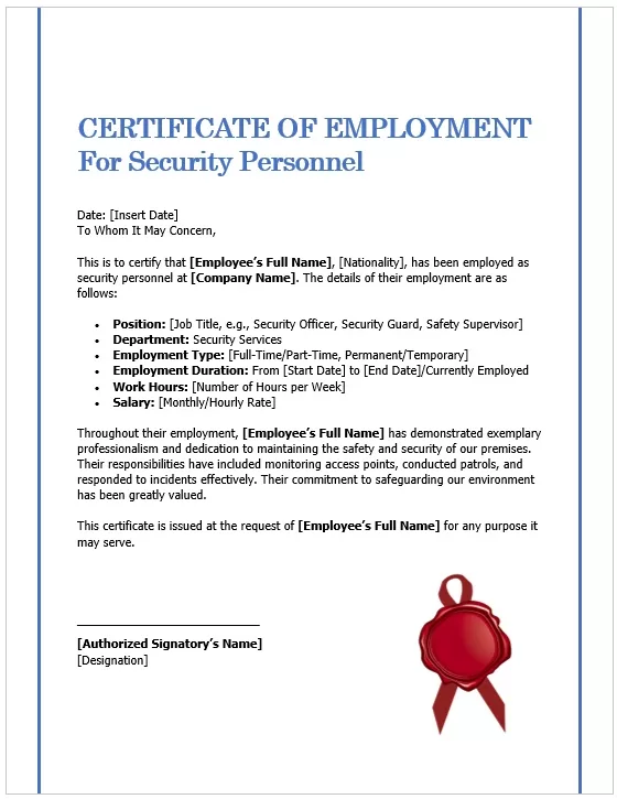 certificate of employment 08