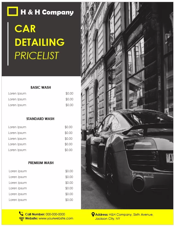 Car Detailing Price List Template - 02