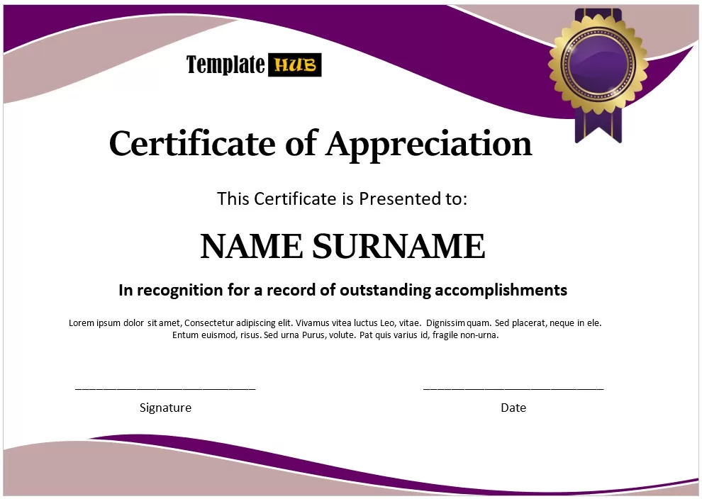 Certificate of Appreciation Template 01