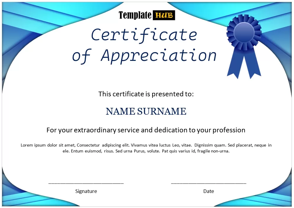 Certificate of Appreciation Template 02