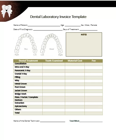 Dental Clinic Invoice Template 02