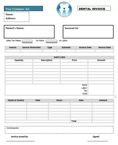 Dental Clinic Invoice Template 03