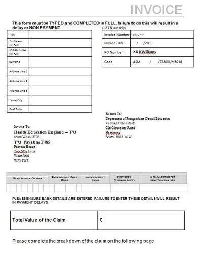 Dental Clinic Invoice Template 06