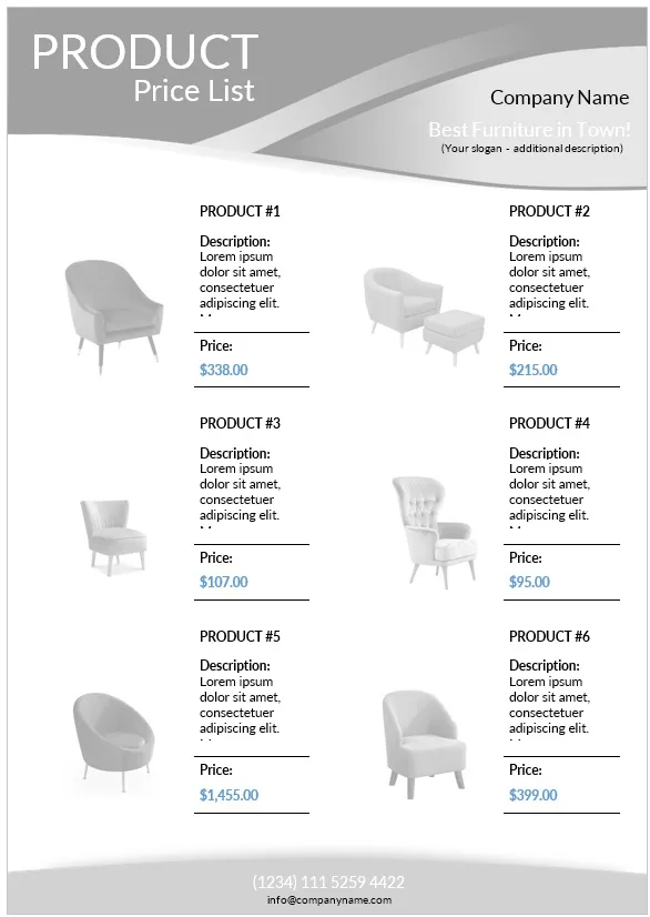 Product Price List Template 01