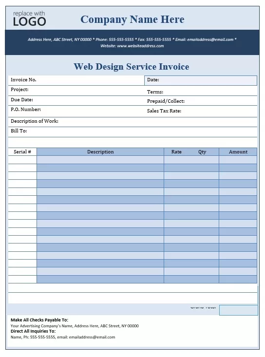 Web Design Service Invoice Template 01