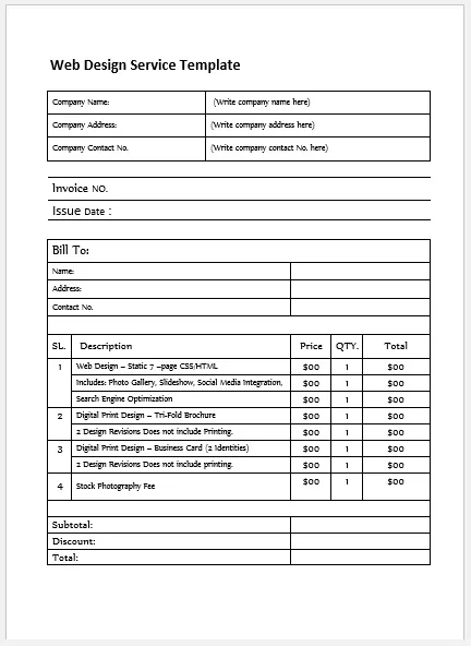 Web Design Service Invoice Template 06