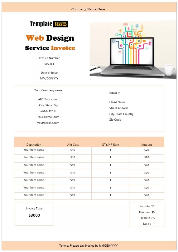 Web Design Service Invoice Template 12