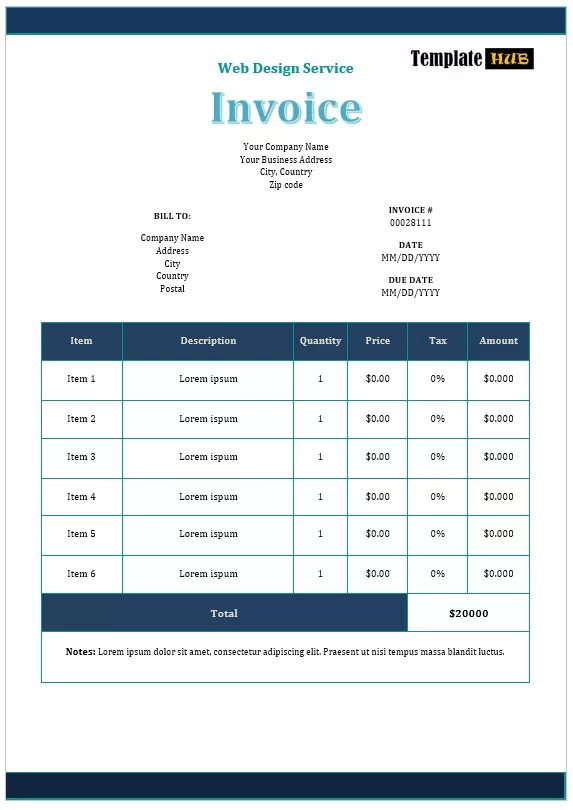 Web Design Service Invoice Template 16