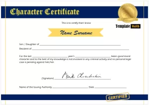 character certificate template 01