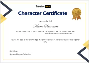 character certificate template 03